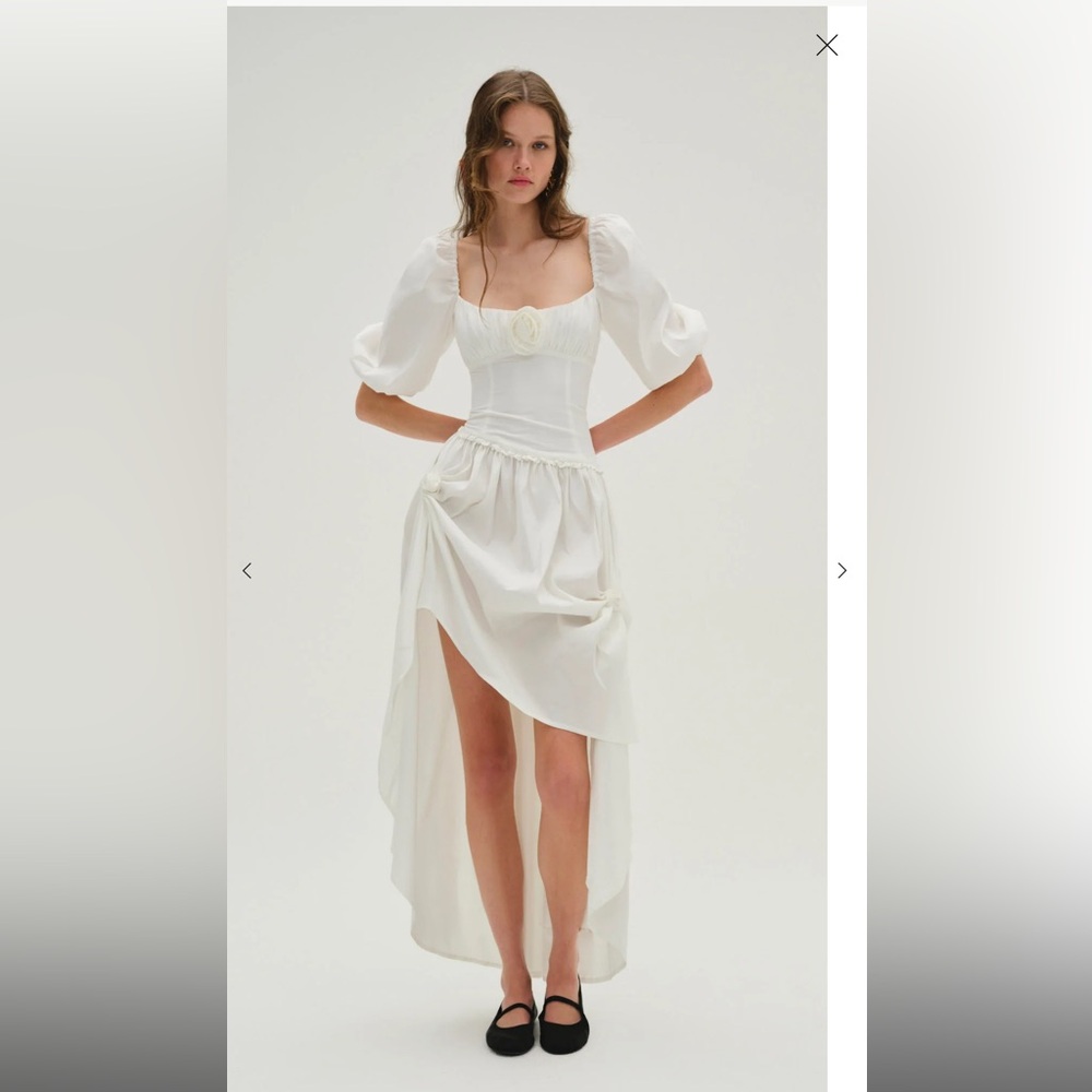 For Love & Lemons Whipped Cream Taffeta Maxi Dress